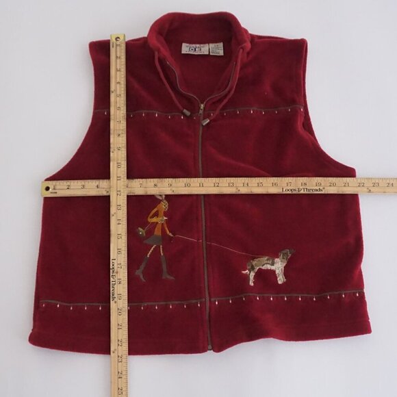 Vintage Classic Editions Maroon Fleece Dog Walker Zip Up Sweater Vest S - Picture 4 of 9